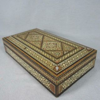 Vintage Syrian Marquetry Mosaic Inlaid Wood Jewelry Trinket Box 3