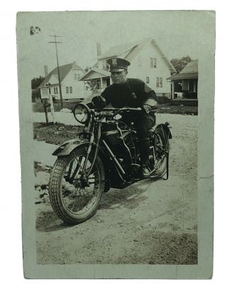 Vintage Antique 1950’s Motorcycle Photo Photograph Police Officer Policeman 17