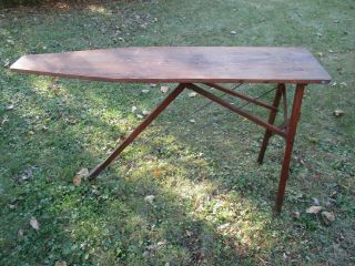 Antique Vintage 55 " Wood Folding Ironing Board Craft Home Decor
