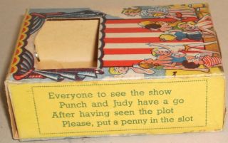PUNCH & JUDY MONEY BOX TIN BANK - BOX & KEY ONLY - 1940 ' s 3