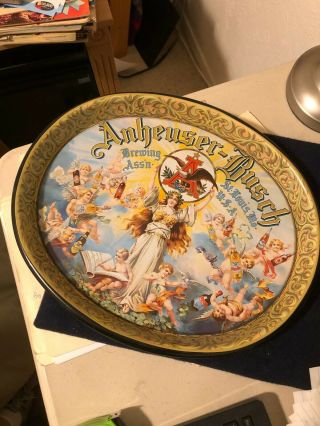 Vintage Anheuser - Busch Brewing Association Oval Metal Beer Tray