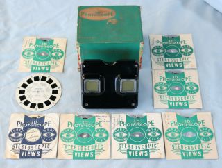 Vintage Moussa 3d Photo - Scope 1950s & 8 Photo Discs Like Viewmaster Royal Visit