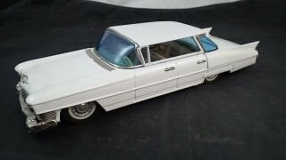 Lg 12 " Vintage 1959 Bandi Japan Tin Friction Cadillac White