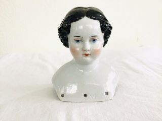 Antique China High Brow Doll Head And Shoulders Rare Ringlet Hair Style