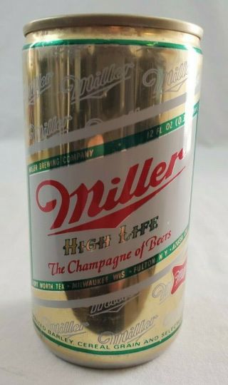 Vintage Miller High Life Aluminum Beer Can Empty/tab Un - Pulled Usa