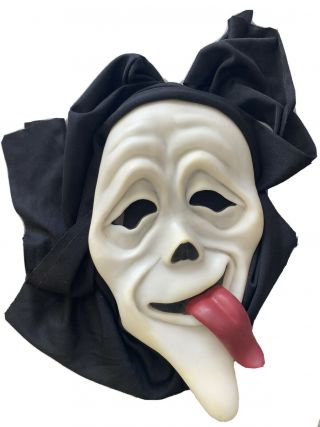 Scream Spoof Ghostface Wassup Mask Tongue Out Vtg Easter Unlimited Fun World
