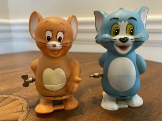 Vintage Tom And Jerry Set Of 2 - Wind Up Toys Masudaya - Made In Japan Mgm