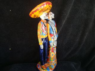 Mexican Standing Couple,  Day Of The Dead Hand Made Talavera,  By Mexican Artist