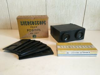 Vintage Boxed Stereoscope No.  1 Pour Positits 3d Viewer,  Box Of 7 Colour Slides