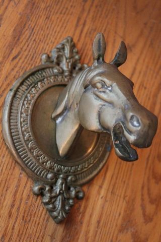 Brass Horse Head Wall Mounted Western Barn Decor Vintage Tack Bridle Holder ??