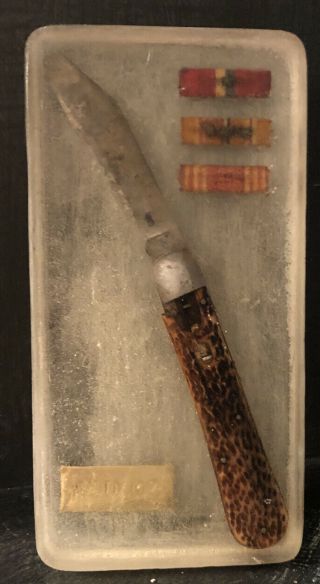 Wwii Schrade Broken Parts M2 Paratrooper Knife Encased In Resin Folk Art Ooak