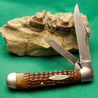Old Vintage Case Xx 1920 1940 Green Bone Stag Copperhead Pocket Knife