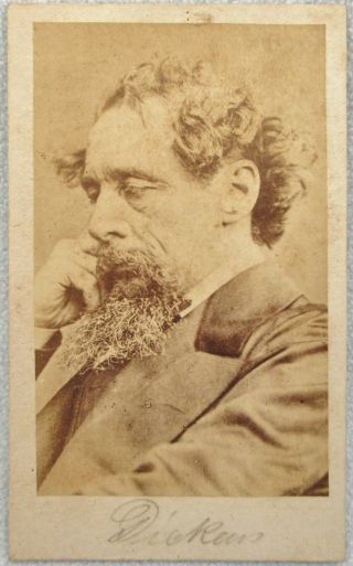 Cdv Charles Dickens Author Writer Antique Photo Victorian