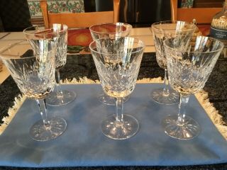 Set Of 6 Waterford Lismore 5 7/8” Claret Wine Glasses - Vintage Old Mark