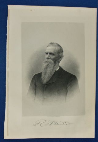 Steel Engraving - Robert Taylor Burton - Mormon / Utah Pioneer
