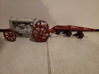 Fordson Tractor Plow Cast Iron Toy Rare Vintage