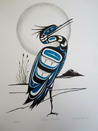 Northwest Coast Art - Contemporary Haida Blue Heron - Painting