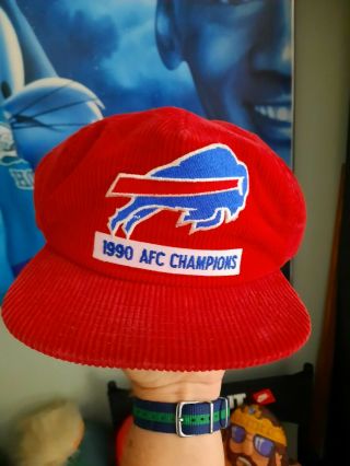 Vintage Corduroy Buffalo Bills 1990 Afc Champs Snapback Trucker Hat Usa Usa