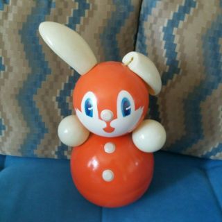 Ussr Vintage Doll Rabbit Nevalyashka Celluloid Roly Poly Toy Musical Cccp 30cm