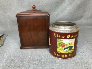 Vintage Baromidor Co York Old Humidor & Blue Boar Rough Cut Tobacco Tin
