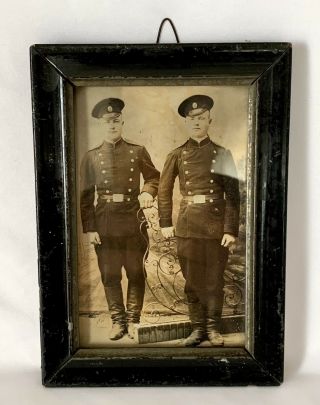 Antique Vintage Imperial Russia Military Soldiers Framed Photograph