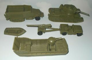 Vintage 1960 - 70s Marx Army Battleground Play Set Plastic Military Vehicle Set
