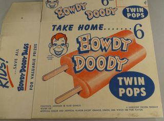 1950 ' S HOWDY DOODY TWIN POPS ICE BAR UNFOLDED BOX 9 3/4 