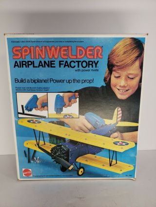 Vintage Mattel Spinwelder 1974 Airplane Factory Set W/ Box -