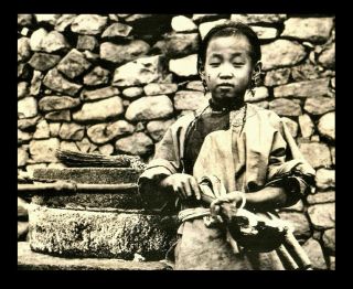 China Qingdao Tsingtau Farmer Scene Chinese Kids Mill - 1x orig.  Photo ≈ 1905 2