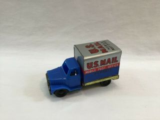 Vintage U.  S.  Mail Mobile Post Office 3 1/2 " Tin Litho Friction Toy Truck (ad101)