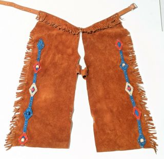 Neiman Marcus Leather Suede Cowboy Indian Youth Costume Vest Chaps Vintage 3