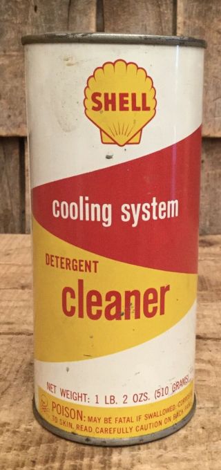 Vintage 1 Lb Shell Motor Oil Cooling System Detergent Cleaner Tin Can W Content