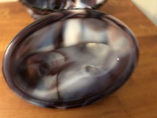 Vintage Slag Purple Glass Horse on Nest Covered Dish Cond 3