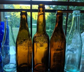 5 Vintage Pa Beer Bottles Kazmaier Oswald Altoona Goenner Johnstown Pennsylvania