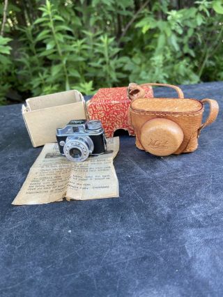 Vintage Hit Subminiature Spy Camera Leather Case Japan