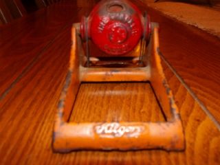 Vintage Cast Iron Firecracker Cannon Mortar Ball Red & Orange Signed