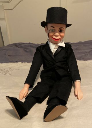 Vintage Charlie Mccarthy Ventriloquist 29 1/2” Dummy Doll W/ Monocle Hat 1970’s