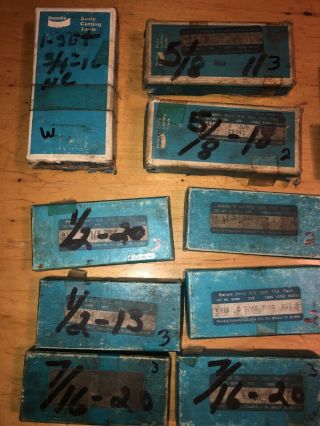 51 Vintage Bendix Besley Taps W Boxes 3/4 10,  5/8 - 11,  5/8 - 18,  1/2 - 20,  1/2 - 13, 2