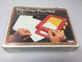 Vintage 1981 Tomy Flip Over Funnies Crayon Rubbing Pictures Characters