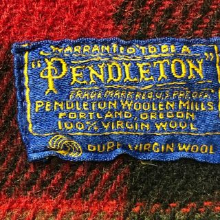 Vtg EUC Pendleton virgin wool tartan plaid fringed stadium throw blanket,  48x72 2