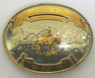 Vintage Comstock German Silver Horse Riding Rodeo Belt Buckle - 2nd Place 1978