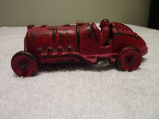 Hubley Cast Iron No.  7 Race Car Red 5 " 1930 