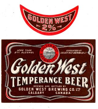 1920s Golden West Brewing Co,  Calgary,  Canada Temperance Beer Label Set