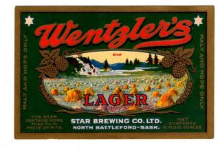 1930s Star Brewing Co,  North Battleford - Saskatchewan,  Canada Lager Beer Label