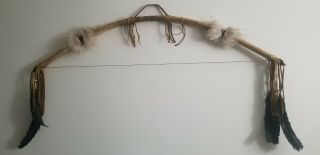 Native American Indian Plains Hunting Bow (44 Inches) Feather Fur Beads &leather