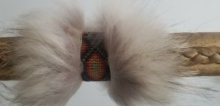 Native American Indian Plains Hunting Bow (44 Inches) Feather Fur Beads &Leather 3
