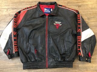 Official Vintage Chicago Bulls Leather Jacket Xxl Pro Player
