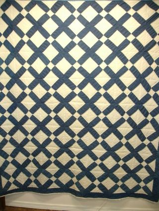 Q 7,  Vintage Quilt,  Blue And White Patchwork,  1980 