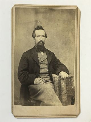 Antique Civil War Soldier? With Funny Hair Cdv Photo