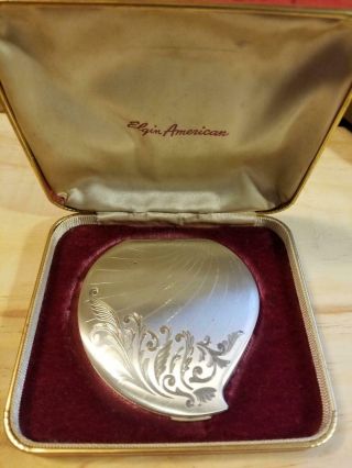 Vintage Elgin American Sterling Silver Compact With Case